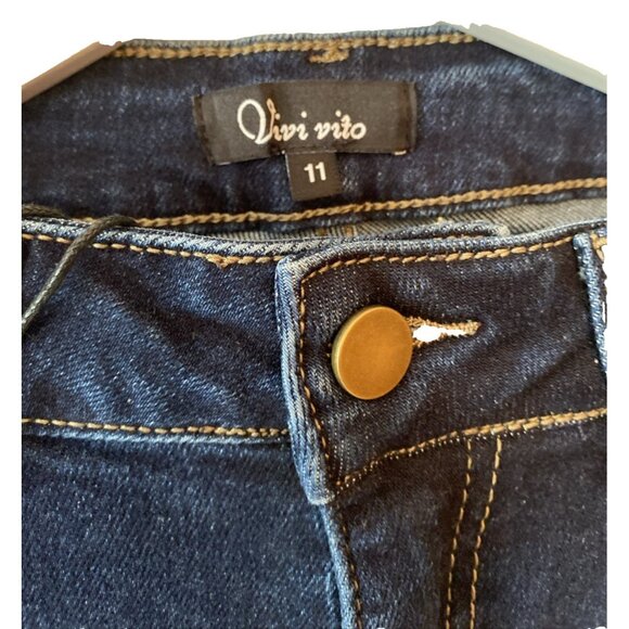 Vivi Vito Women's Stretch Denim Jeans Size 11 High Rise Straight Leg Open Knee - Picture 5 of 12